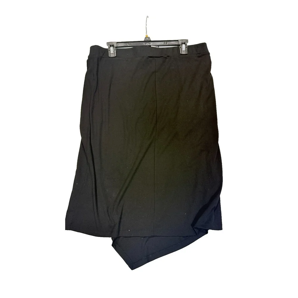NWT Avenue Studio Women Size 14 Black Stretch Pull On‎ Asymmetric Hem Skirt Long